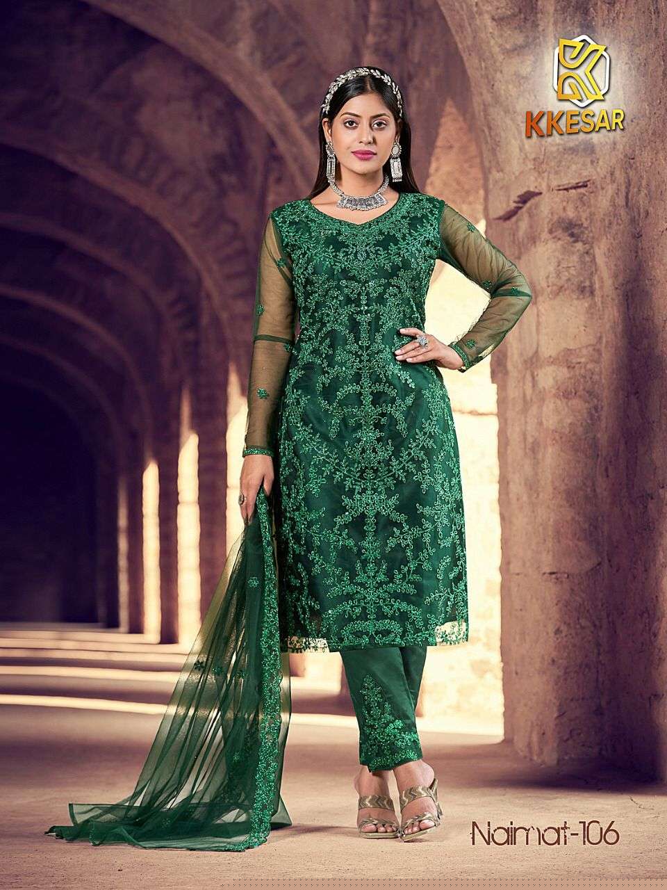 NAIMAT BY NAIMAT FASHION 101 TO 106 SERIES BEAUTIFUL PAKISTANI SUITS STYLISH COLORFUL FANCY CASUAL WEAR & ETHNIC WEAR NET EMBROIDERED DRESSES AT WHOLESALE PRICE